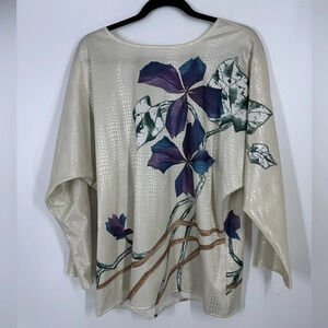 New old stock Vera Neumann batwing shirt 16 Union made floral top